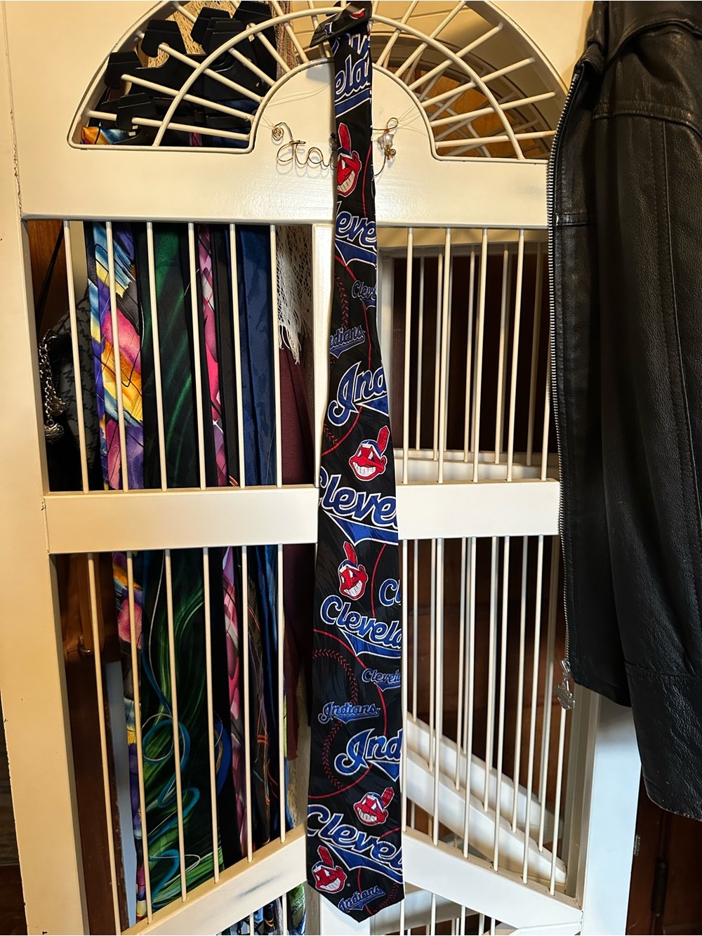 Cleveland Indians Navy Logo Silk Tie